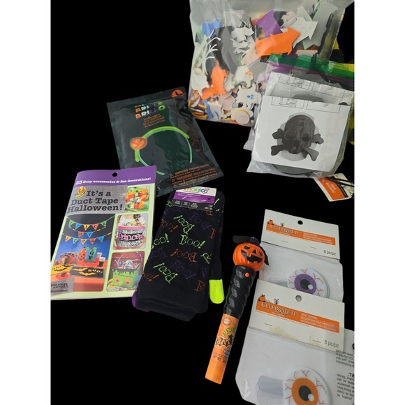 Lot of New Halloween Decor Craft Baking Pumpkin Skull Eyes Headbands Treat Bag - Picture 13 of 14